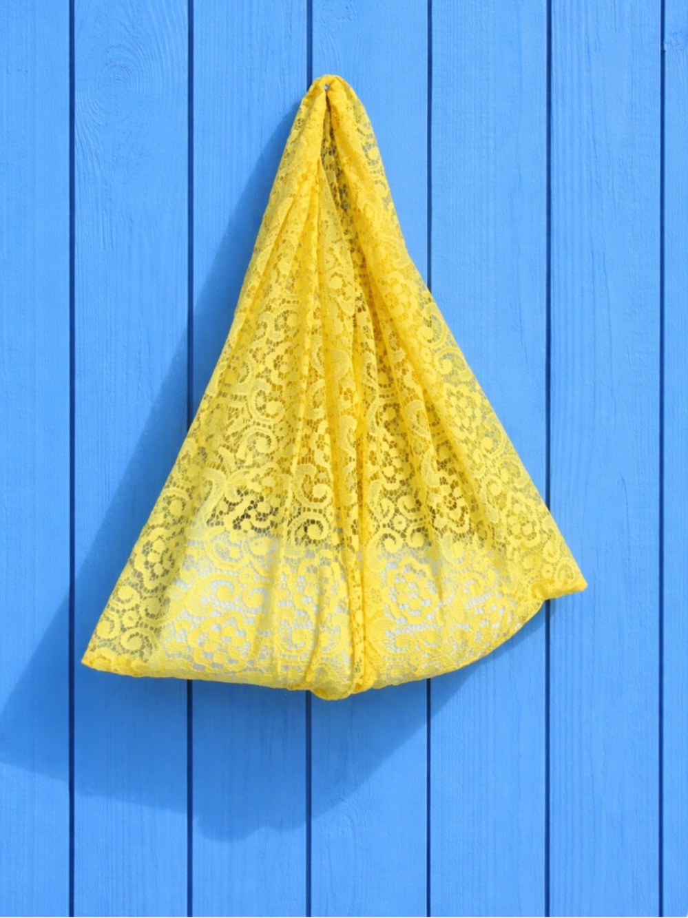 Handmade Yellow Lace Tote Bag Sheer Floral Lightweight Beach & Summer City Bag